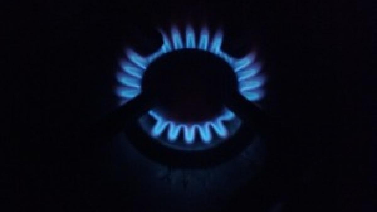 Natural gas burning on a gas stove