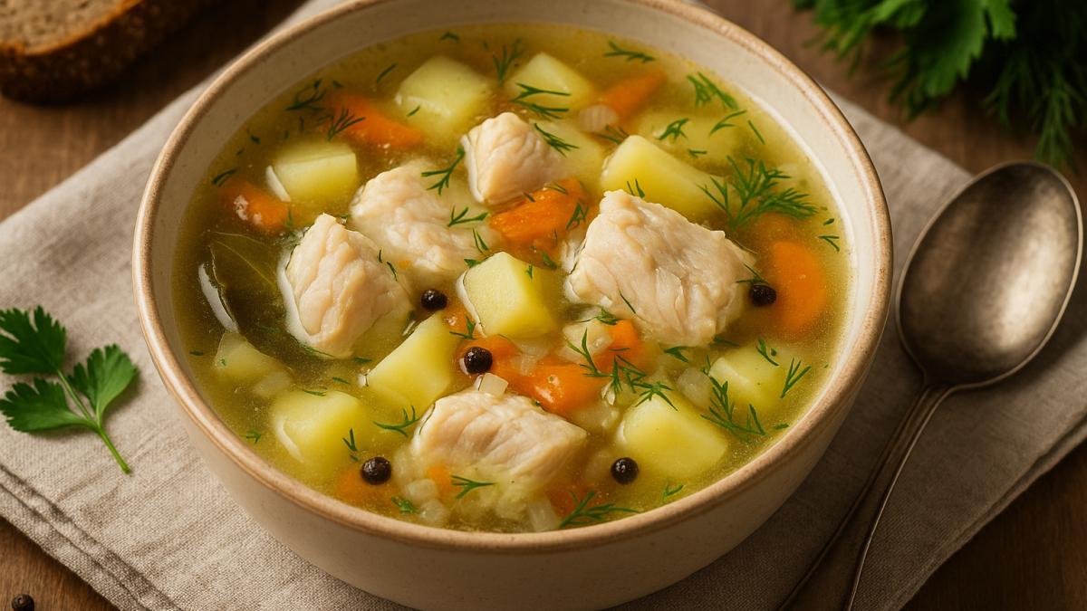Суп из трески с картофелем и луком Суп из трески с картофелем и луком