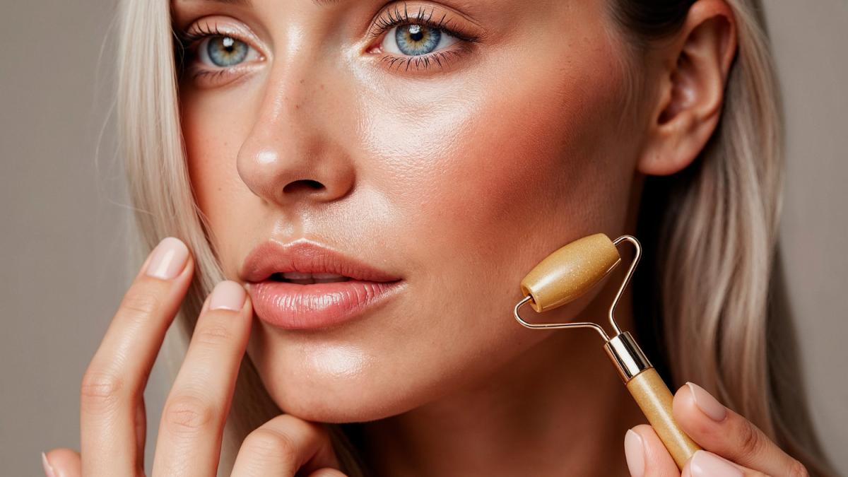 Женщина с роликом для лица