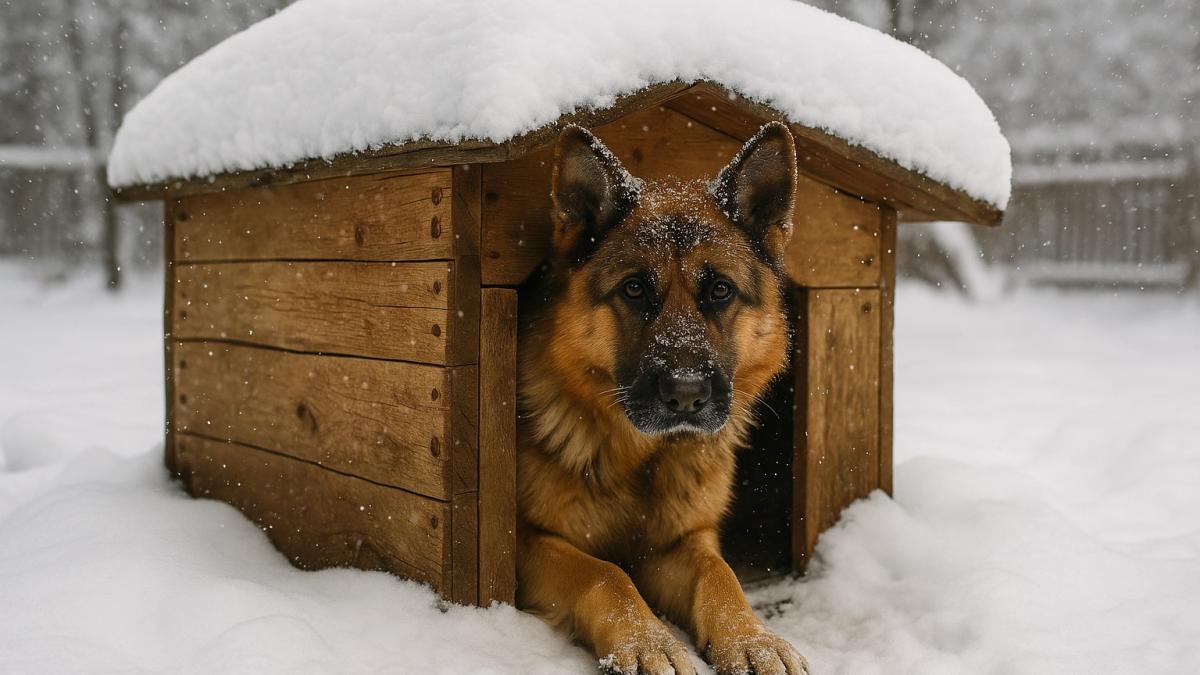 Собака в будке зимой