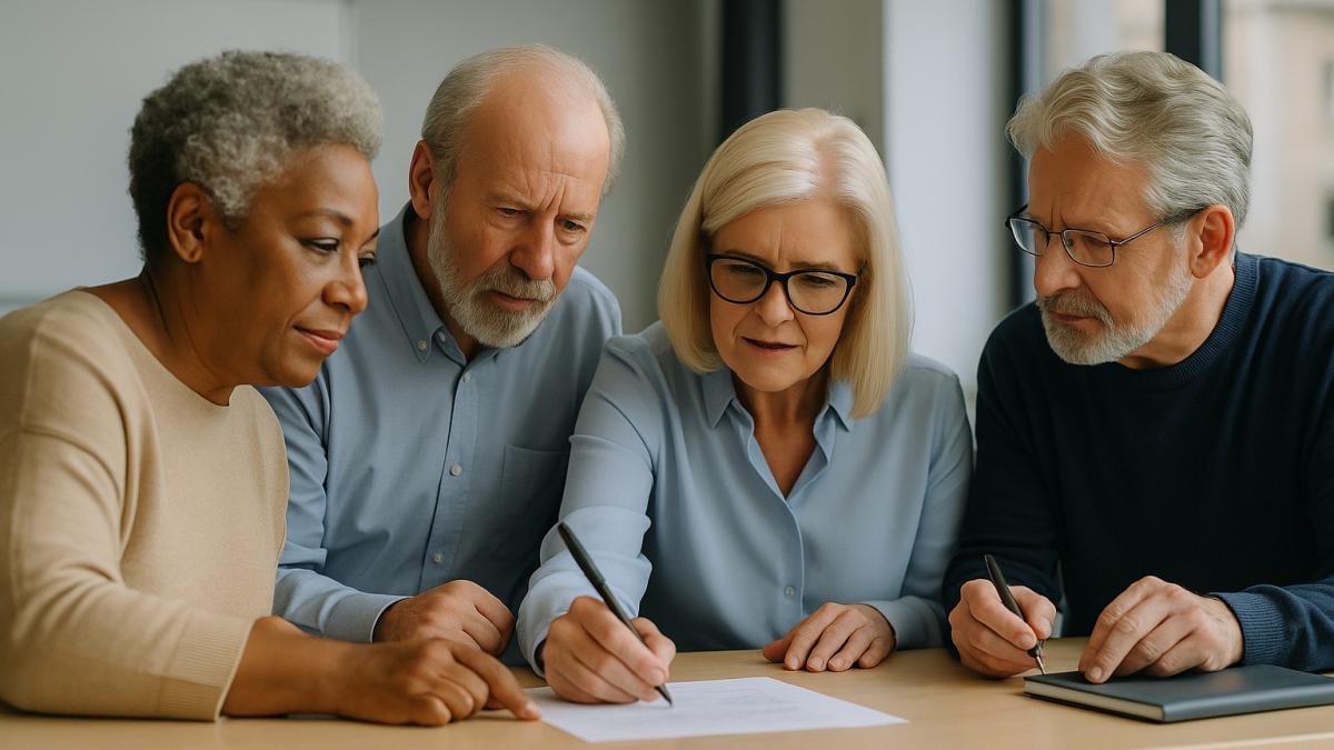 Пожилые люди на обучении