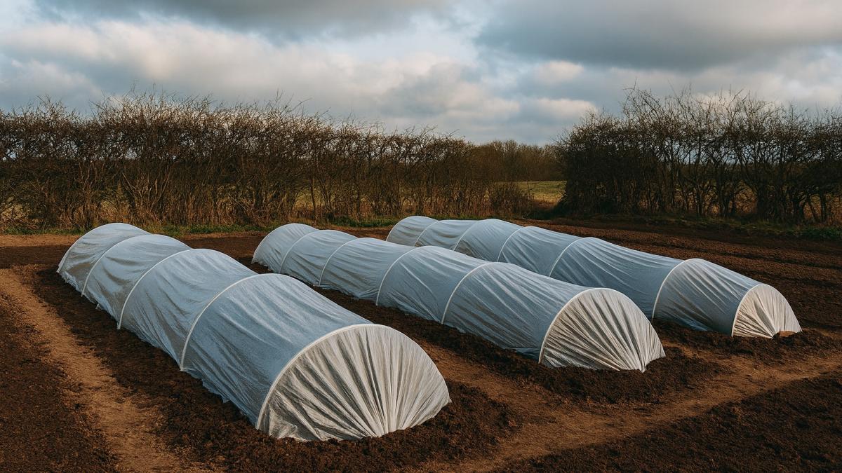 Весенние грядки под плёнкой