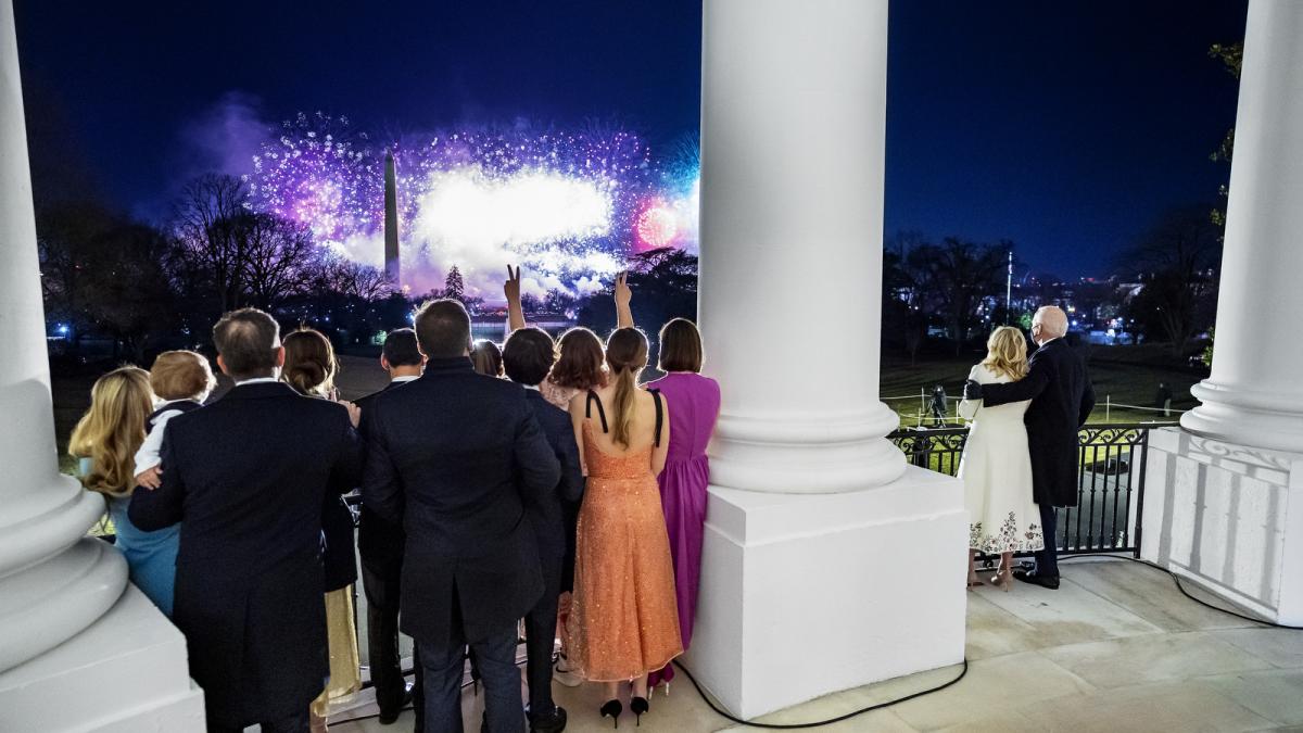 President Joe Biden and his family watching inauguration fireworks President Joe Biden and his family watching inauguration fireworks