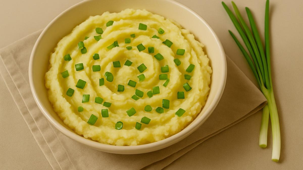 Картофельное пюре с зелёным луком Картофельное пюре с зелёным луком