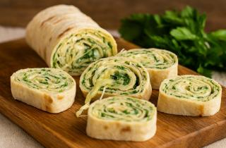 Рулет из лаваша с крабовыми палочками и плавленым сыром сохраняет форму при нарезке острым ножом