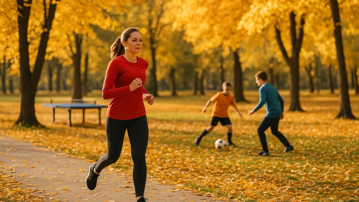 Осенний спорт в парке Осенний спорт в парке