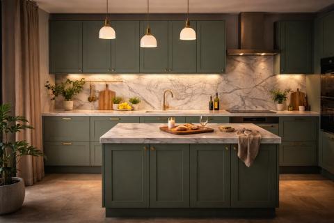 Многослойное освещение добавило кухне тепла и гибкости — Роуселл