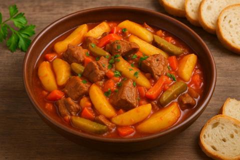 ГОСТ: азу по-татарски готовят из говядины с бочковыми огурцами и картофелем