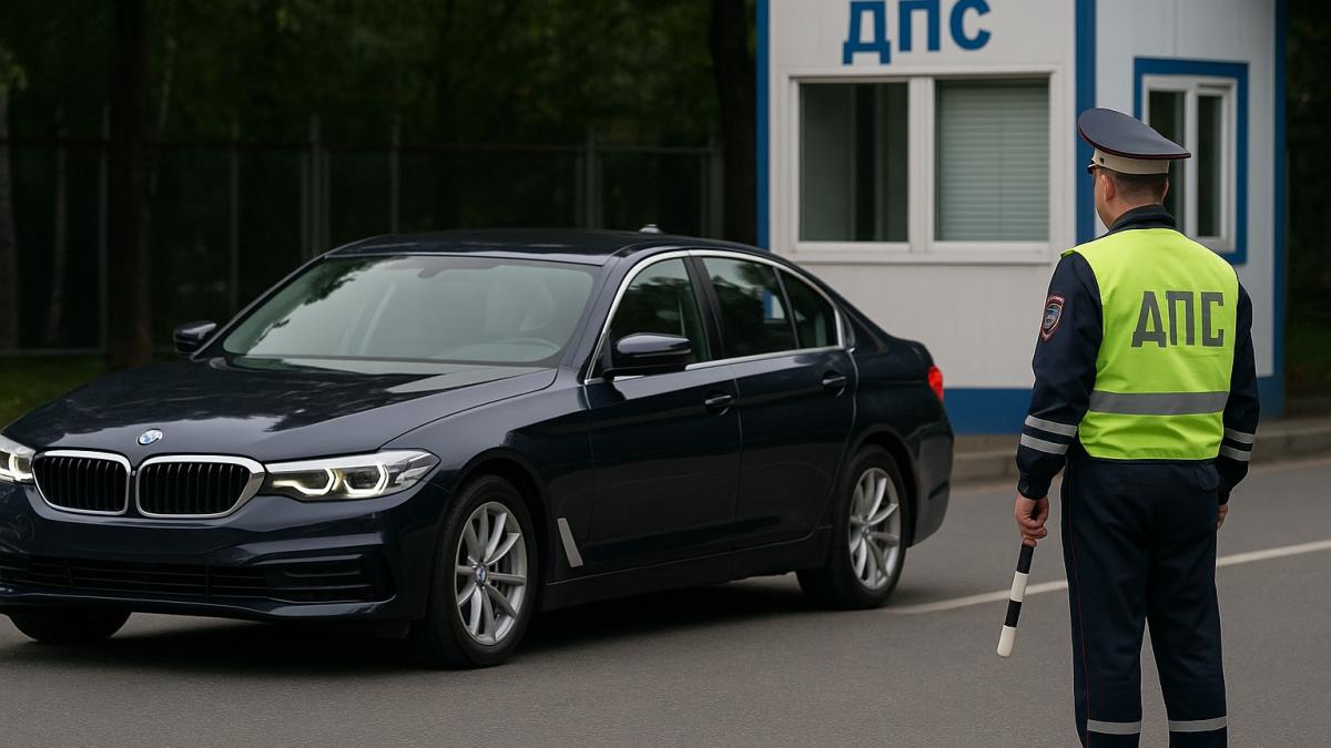 BMW проезжает мимо поста ДПС
