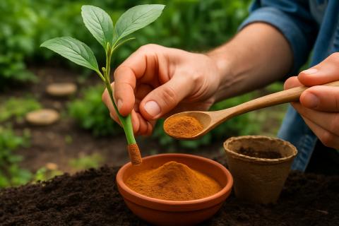 Корица действует как натуральный антисептик и стимулятор роста для садовых культур
