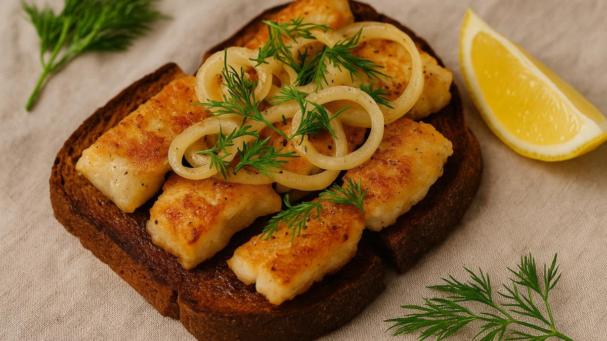 Ржаной бутерброд с жареной щукой