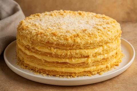 Тыквенный торт со сметанным кремом готовится из бисквита и выпекается в духовке 40-50 минут