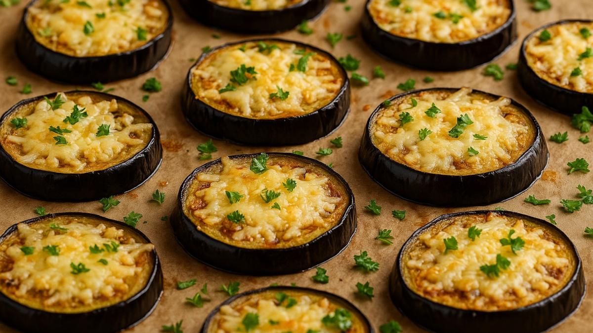 Запечённые баклажаны с чесноком и сыром