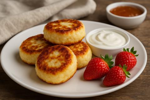 Сырники из творога с изюмом на сковороде получаются пышными и сочными