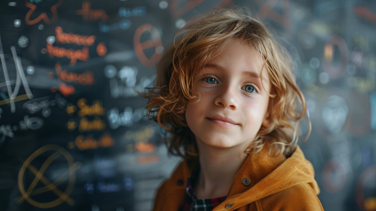 Ребенок стоит у доски