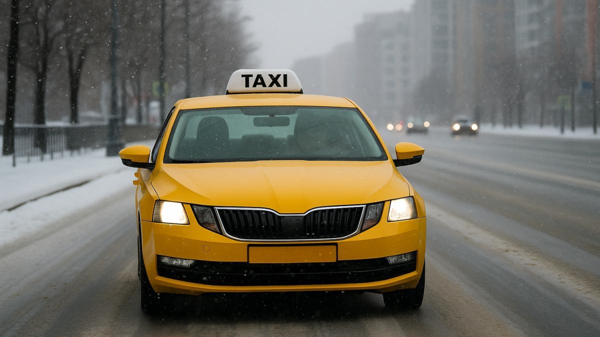 Жёлтое такси зимой