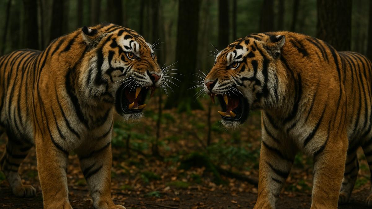 Амурские тигры схватка