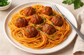 Макароны с фрикадельками на одной сковороде получаются сытными и вкусными