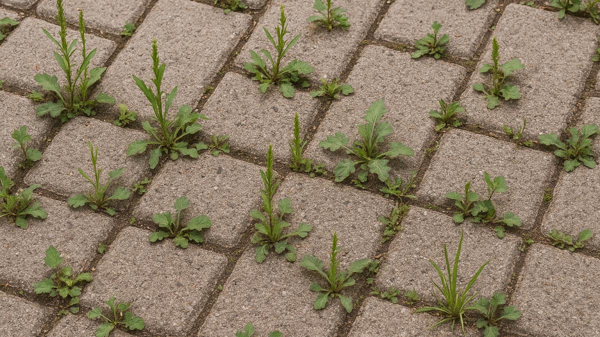 Сорняки в плитке