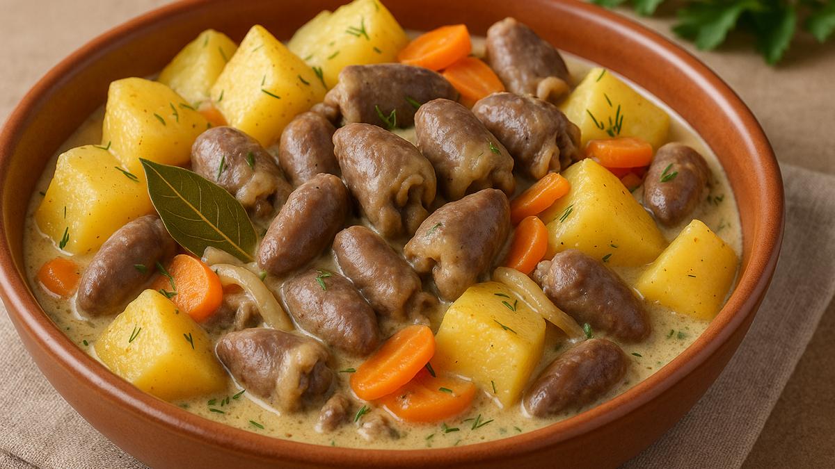 Куриные сердечки с картофелем Куриные сердечки с картофелем