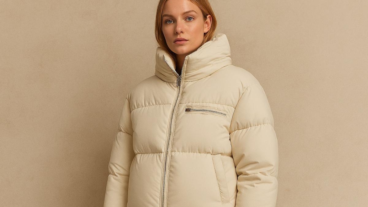 Кремовый зимний пуховик
