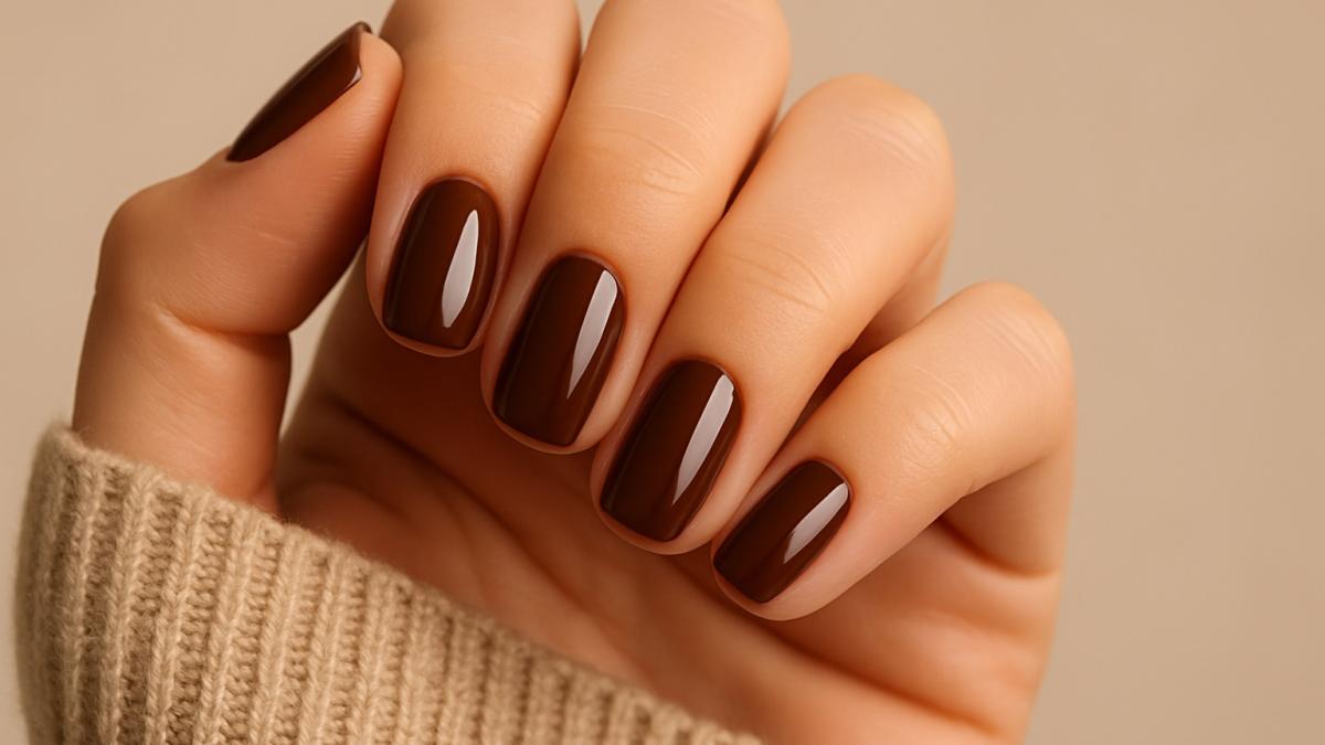 Осенний маникюр в коричневых тонах