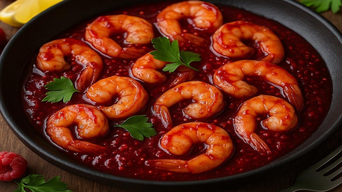 Креветки в малиновом кисло-сладком соусе