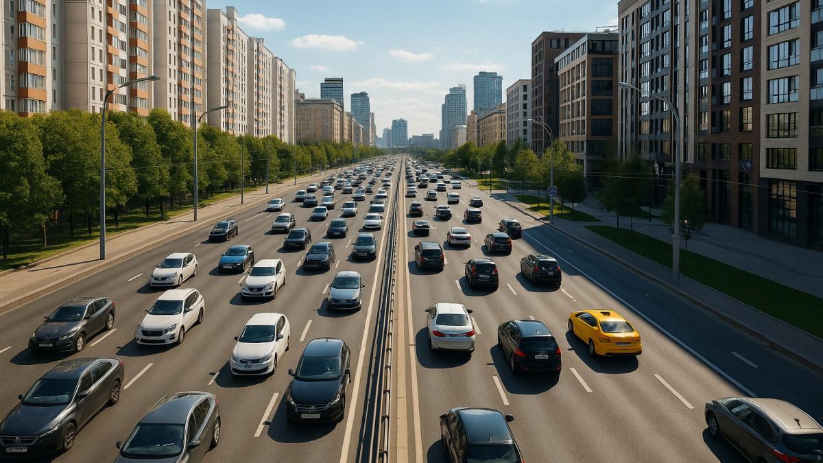 Поток машин в Москве