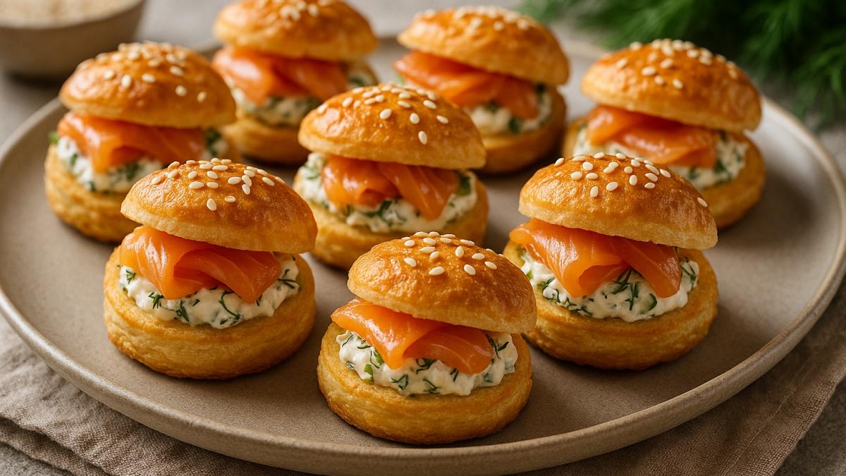 Закуска из слоёного теста с рыбой