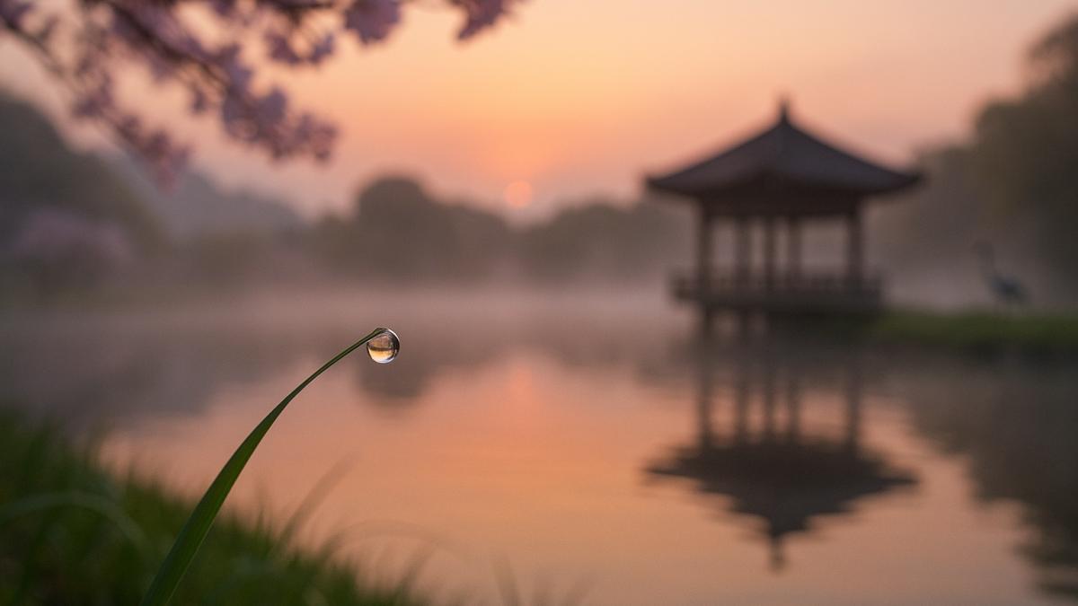 Утро в японском саду