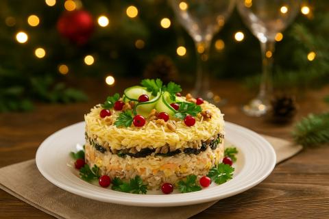 Салат Нежный с курицей и сыром готовится слоями — повар