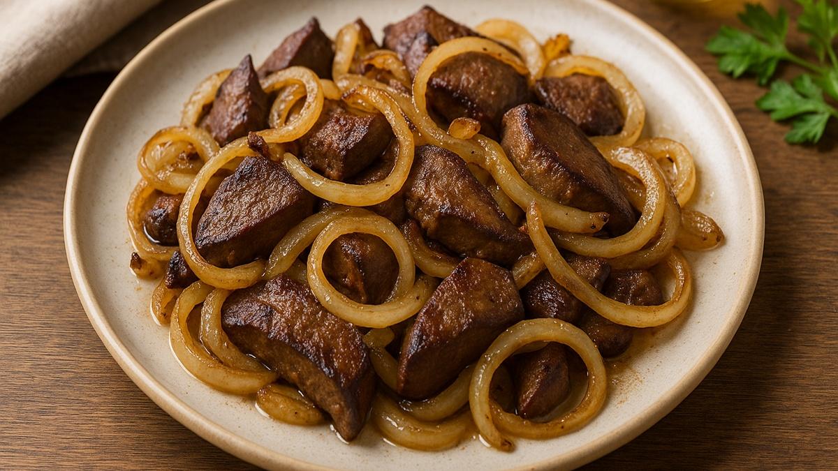 Жареная печень с луком по-якутски Жареная печень с луком по-якутски