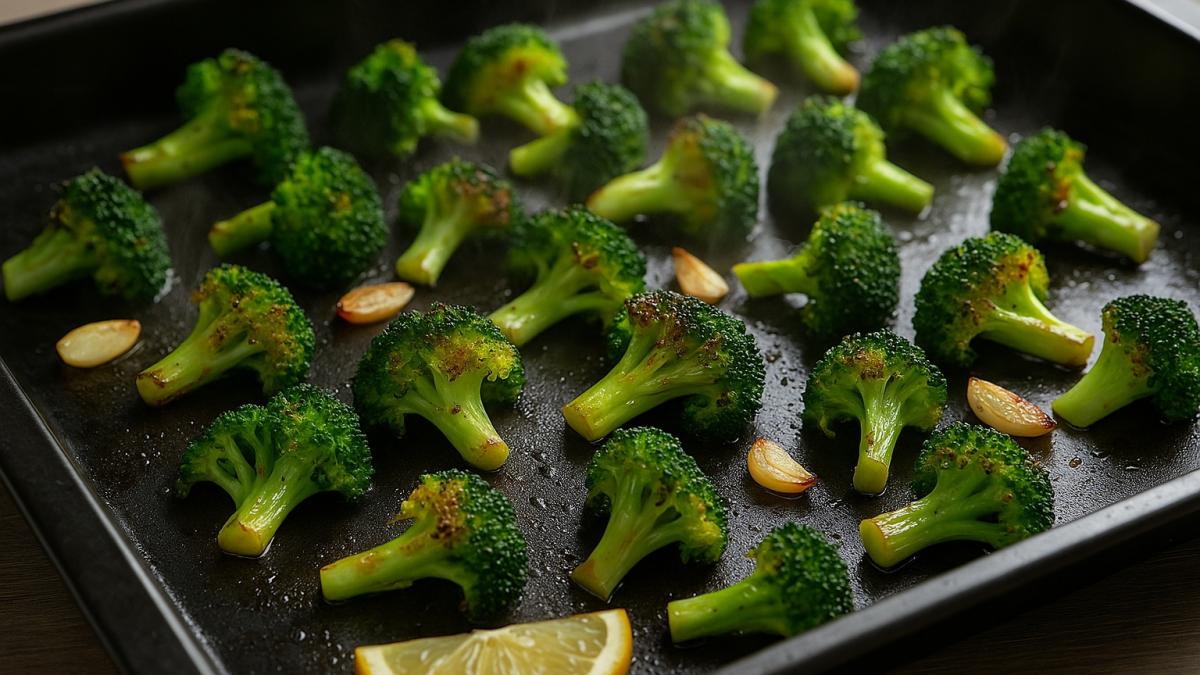 Запечённая брокколи с чесноком