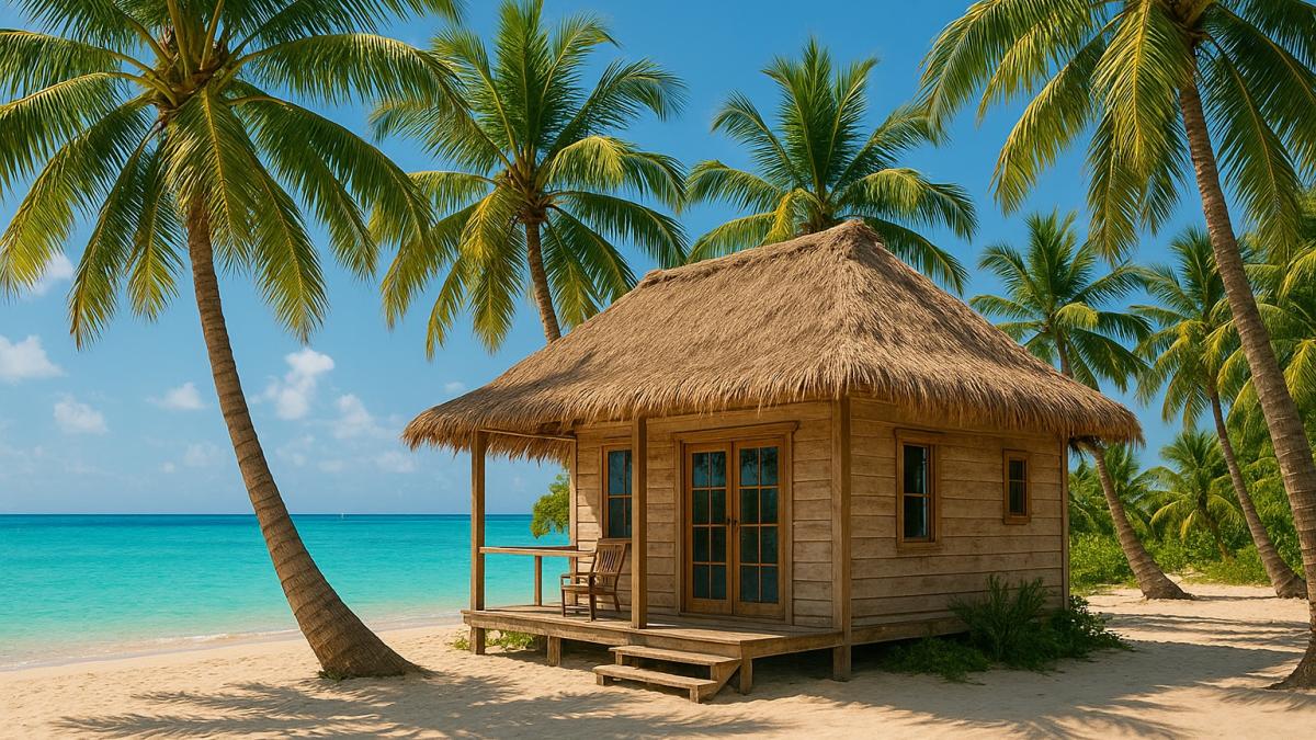Тропический домик с пальмами