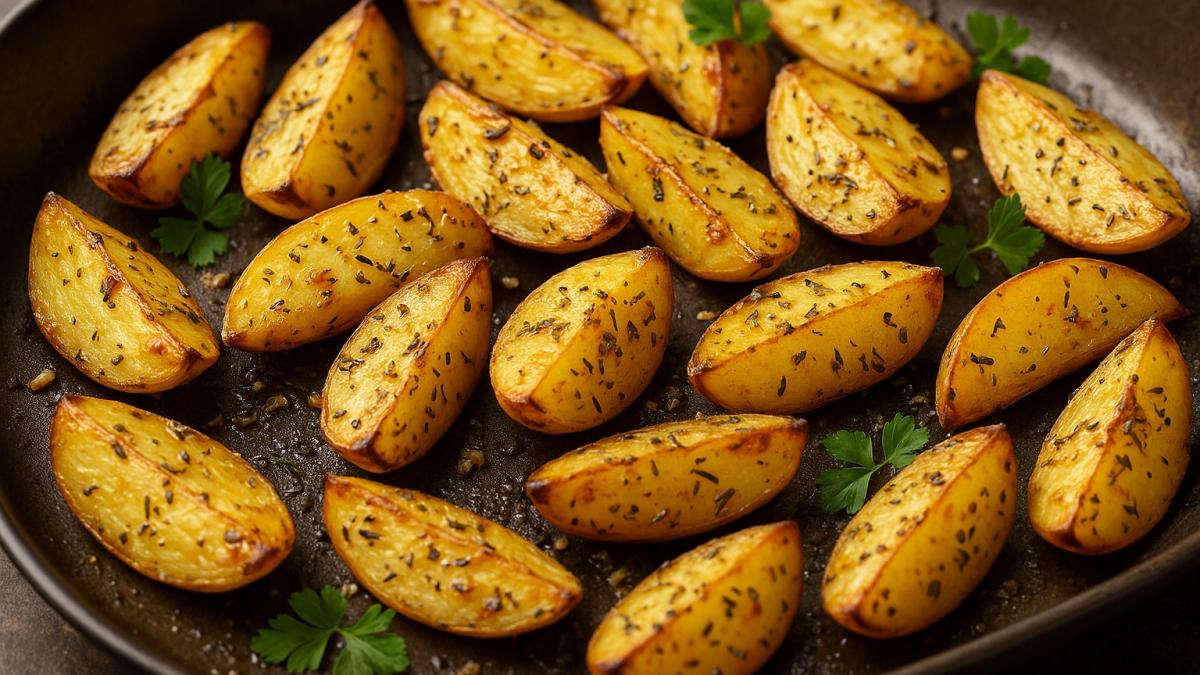 Картофель в духовке с травами и чесноком