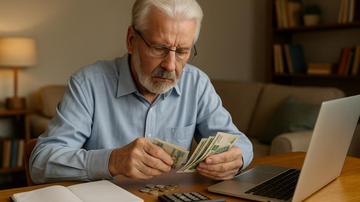Пенсионер считает деньги дома