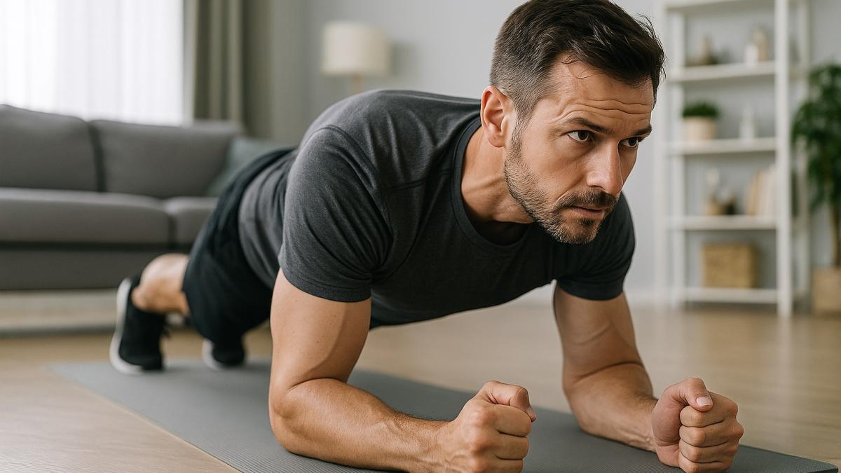 Мужчина делает планку