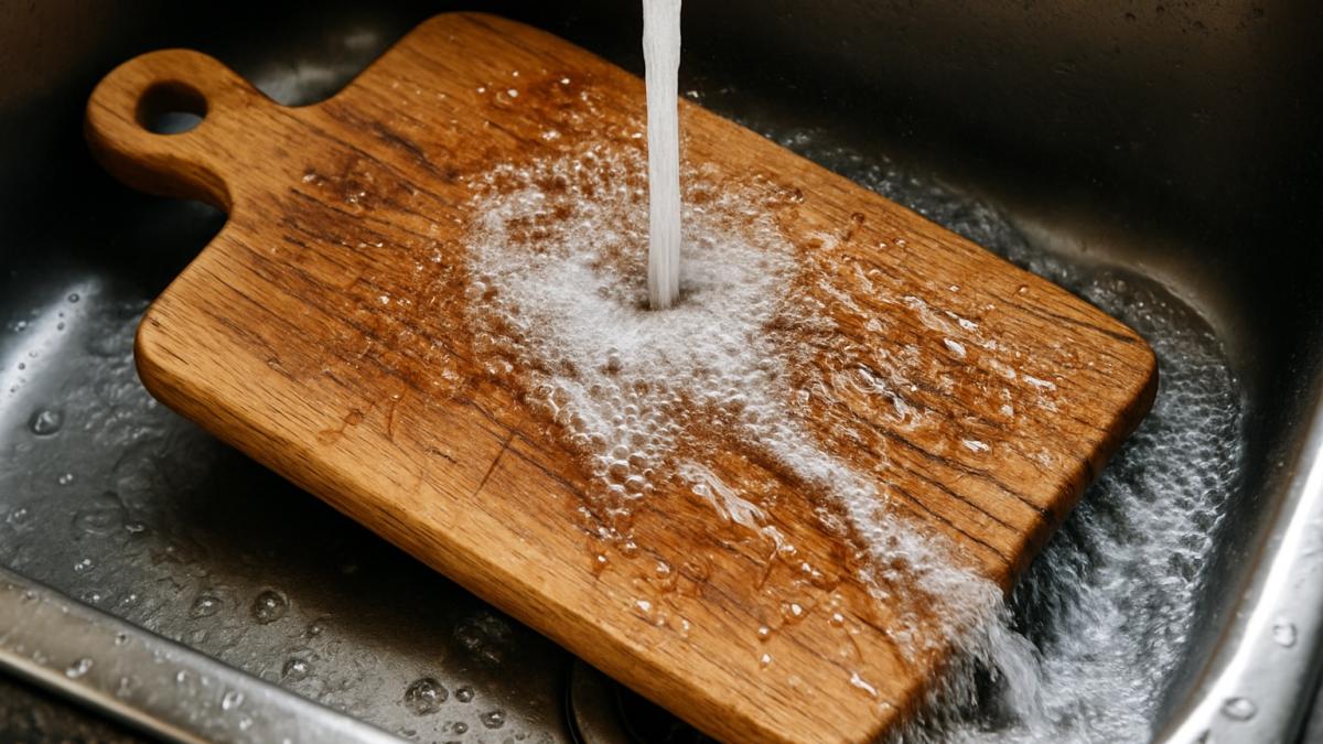 Мойка деревянной разделочной доски Мойка деревянной разделочной доски