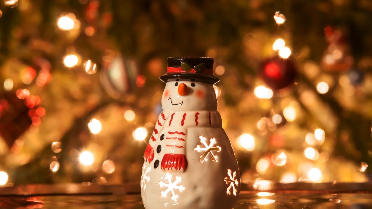 Christmas candle snowman with lights