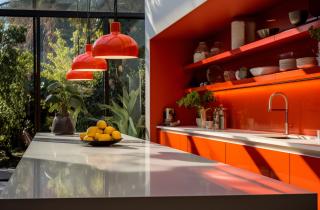 Нейтральная кухня устарела? Добавила один цветной элемент — и пространство ожило