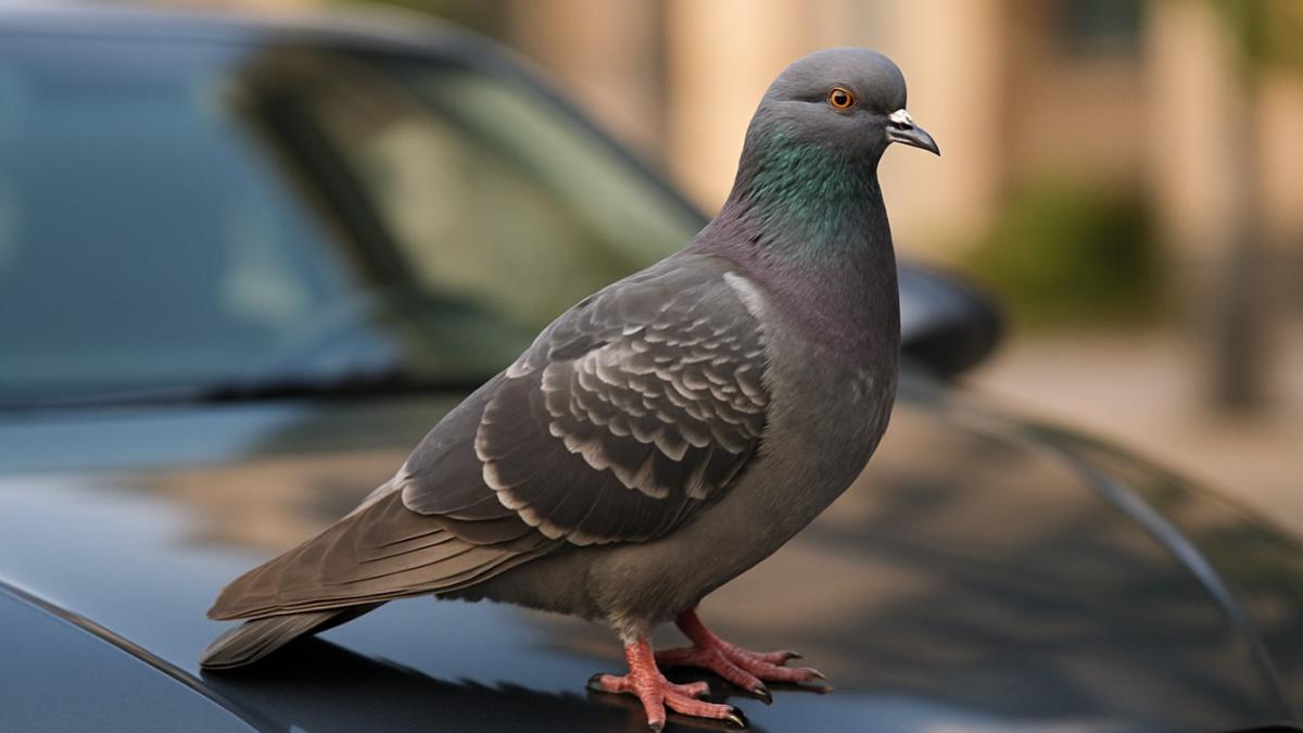 Голубь на машине