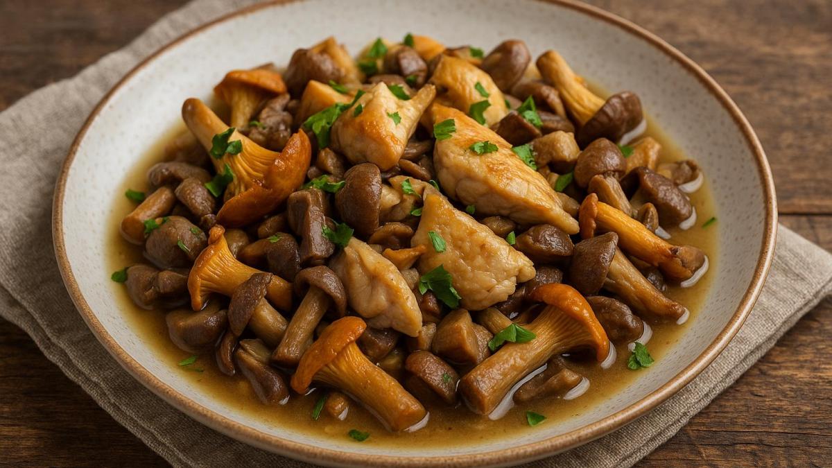 Жаркое из курицы с дикорастущими грибами