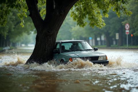 Стихия в Нальчике превратила улицы в реки – под воду ушло несколько машин