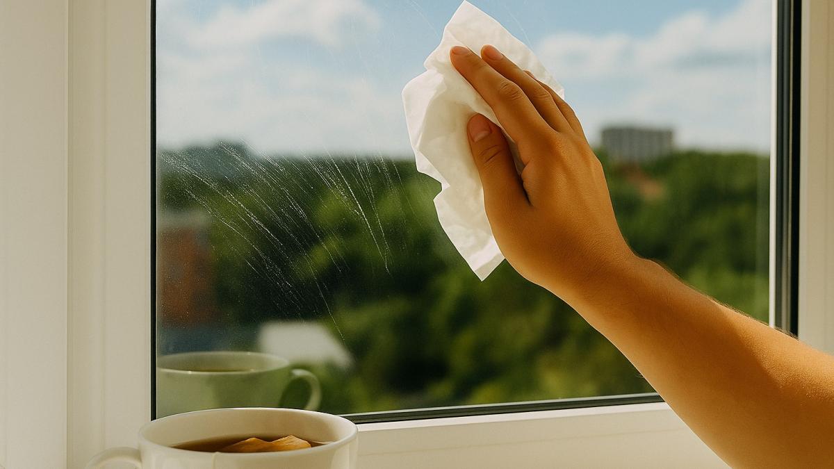 Чистка окна чайным раствором