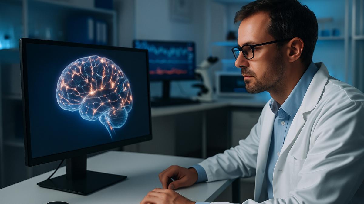 Учёный исследует мозг