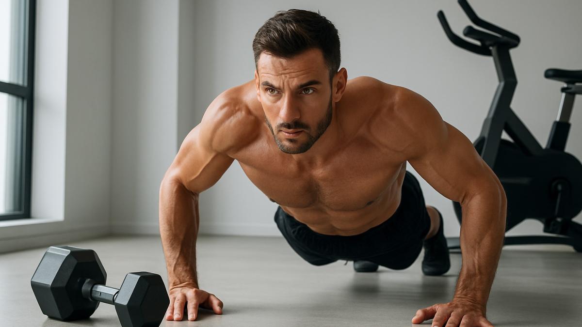 Мужчина отжимается