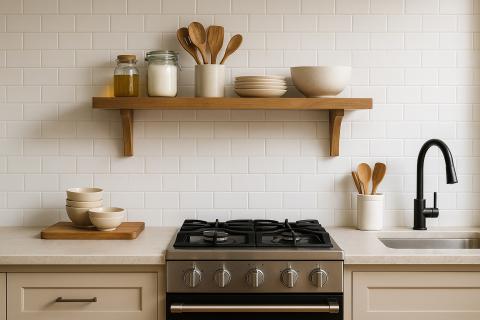 Открытые полки и мобильные острова повышают функциональность малогабаритных кухонь