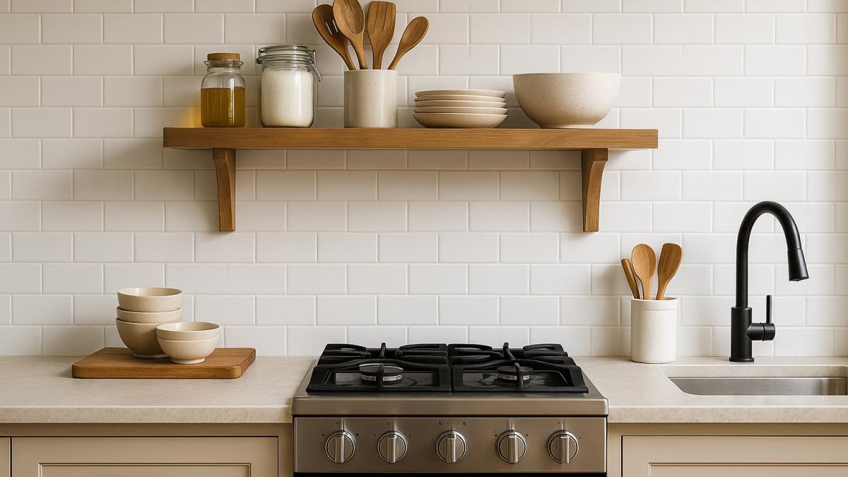 Открытые полки на кухне