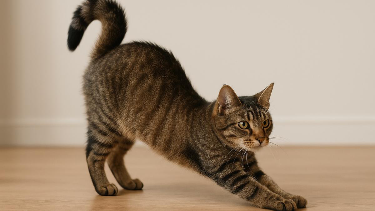 Кошка выгибает спину