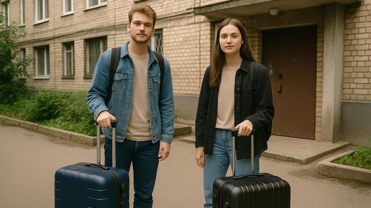 Студенты с чемоданами